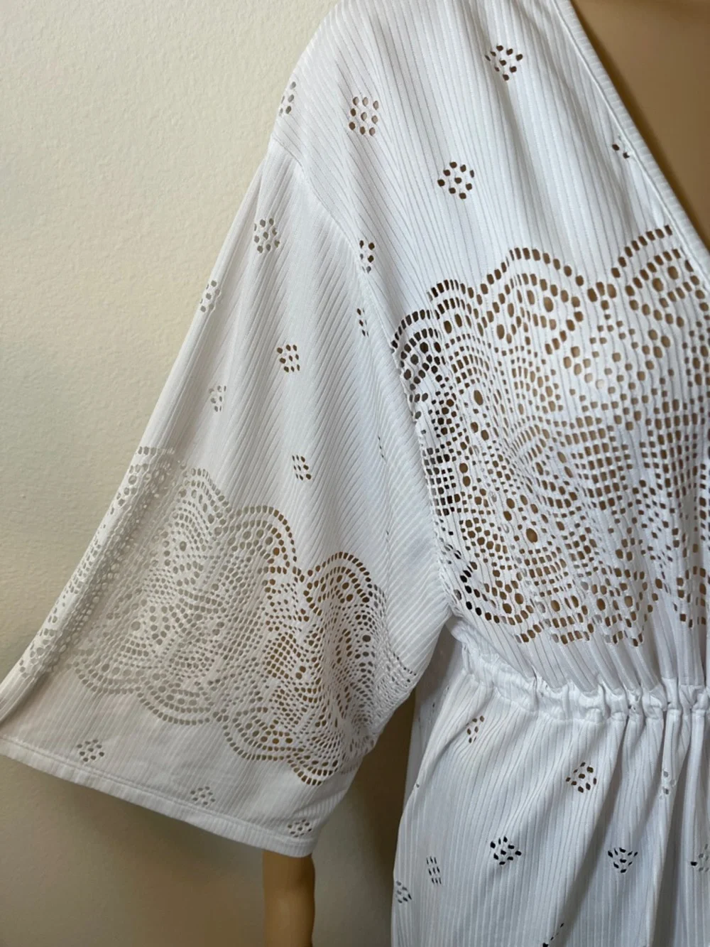 Dotti Beach Cover-Up White V-Neck Tie-Front